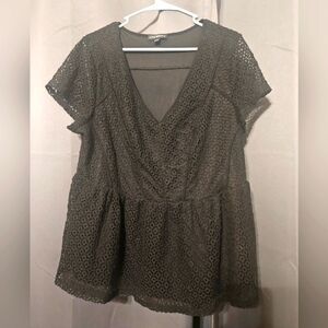 Lane Bryant Black Lace Short Sleeve Top